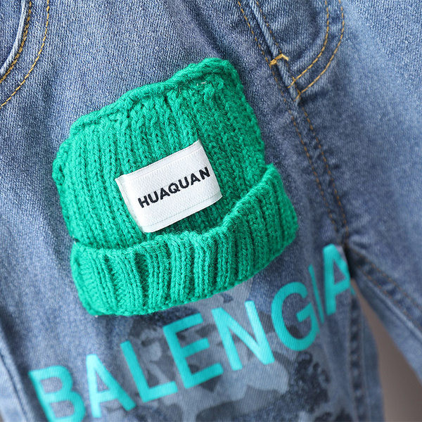 Blugi de copii pentru baieti cu imprimeu si buzunar