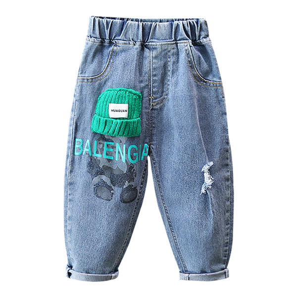 Blugi de copii pentru baieti cu imprimeu si buzunar