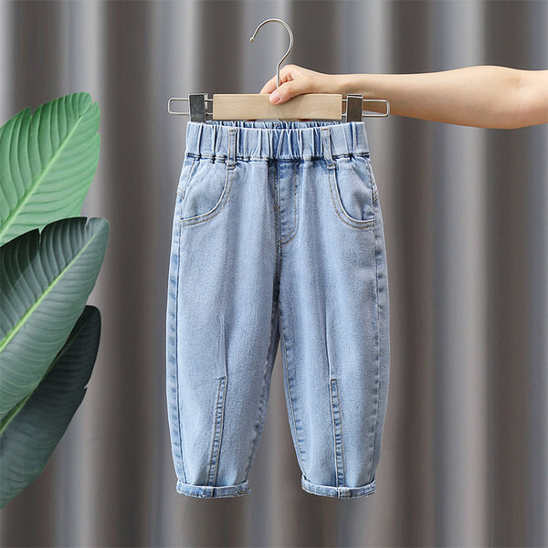 Vaikiški mėlyni džinsai su kišenėmis