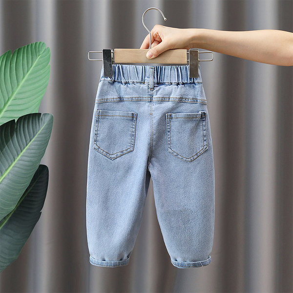 Vaikiški mėlyni džinsai su kišenėmis