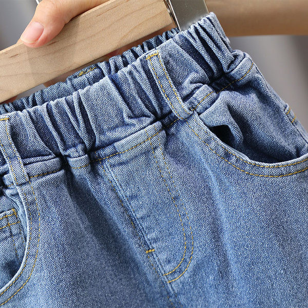 Blugi elastici pentru copii cu imprimeu si buzunar pentru baieti