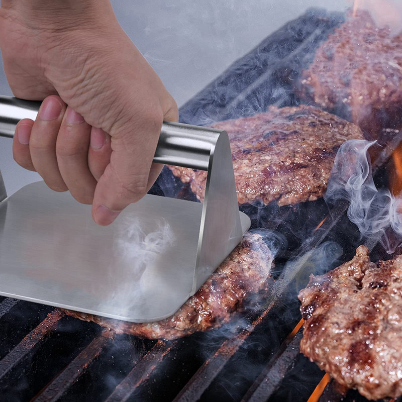 Presă pentru burgeri pentru grătar, presă pentru slănină pentru grătar, pentru zdrobitor de burgeri, pentru grătar, aparat pentru chiflete pentru hamburger și stoarcere grăsime