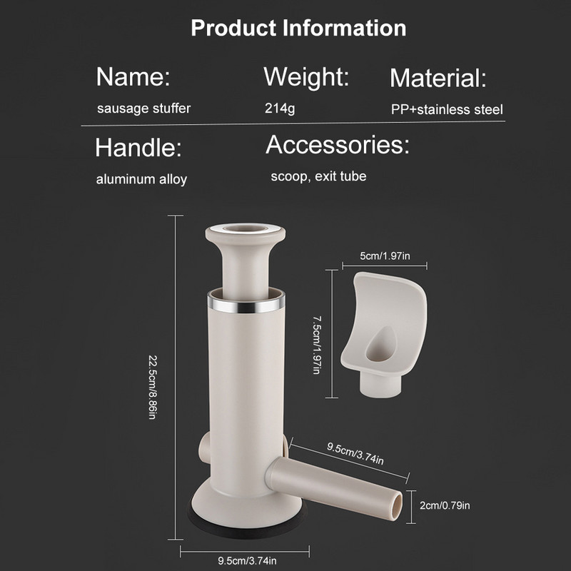 Rankinis naminių dešrų įrankiai dešrų gamybai Klizma Tube Stuffer Mėsos užpildymo įrankis Praktinis dešros švirkšto piltuvo antgalis