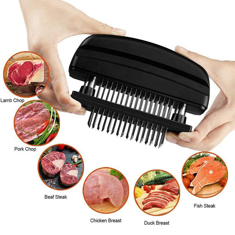 Frățitor de carne 48 din oțel inoxidabil cu lamă ascuțită cu ac Instrument de gătit rezistent pentru fragezirea cărnii de vită, curcan, pui, friptură, set de vițel