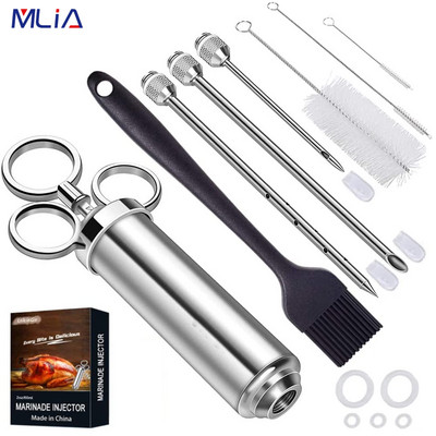 MLIA 2OZ marinád fűszerező befecskendező pulykahús befecskendezők 304 rozsdamentes acél főzőfecskendős befecskendező BBQ grill pulyka számára