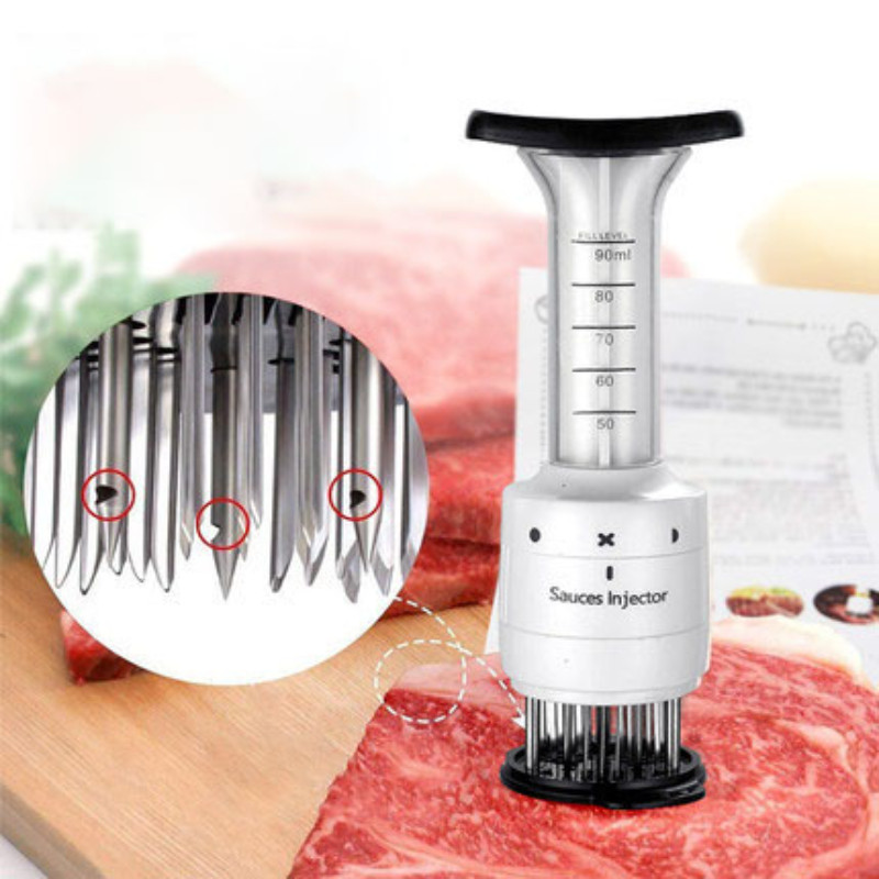 2 az 1-ben Húspuhító és pác befecskendező BBQ Főzési kellékek Barbecue Fűszerezés Szósz Injektorok Konyhai eszközök Kütyük