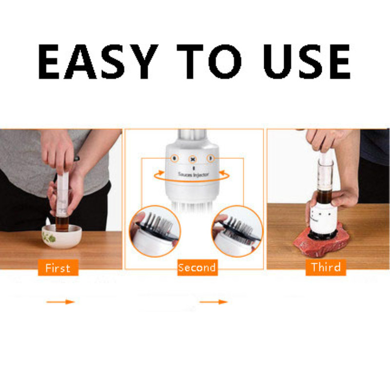 2 az 1-ben Húspuhító és pác befecskendező BBQ Főzési kellékek Barbecue Fűszerezés Szósz Injektorok Konyhai eszközök Kütyük