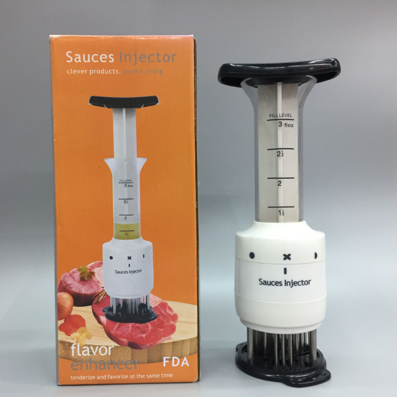 2 az 1-ben Húspuhító és pác befecskendező BBQ Főzési kellékek Barbecue Fűszerezés Szósz Injektorok Konyhai eszközök Kütyük