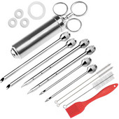 Grilio 2 uncijų marinato prieskonių purkštukas kalakutienos mėsai purkštukai nerūdijančio plieno kepimo švirkštas su 2–5 adatomis