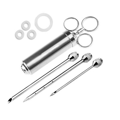 Grilio 2 uncijų marinato prieskonių purkštukas kalakutienos mėsai purkštukai nerūdijančio plieno kepimo švirkštas su 2–5 adatomis