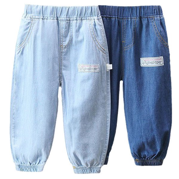 Vaikiški džinsai su elastiniu dirželiu ir raštu