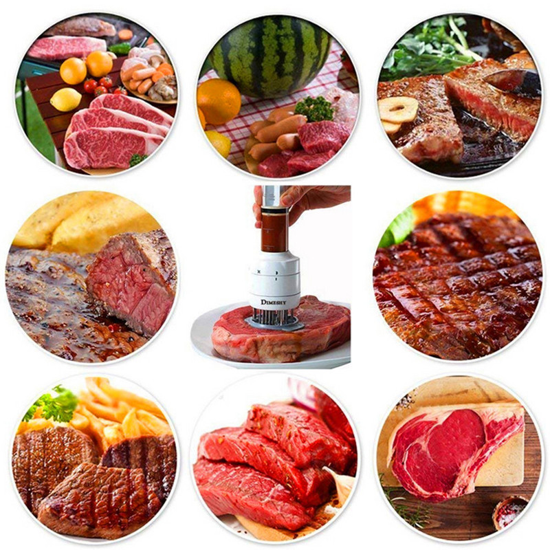 2 în 1 frânzător de carne Injector de marinadă pentru grătar Sos de condimente Injectoare Unelte de bucătărie Gadget-uri Accesorii de gătit BBQ 2021