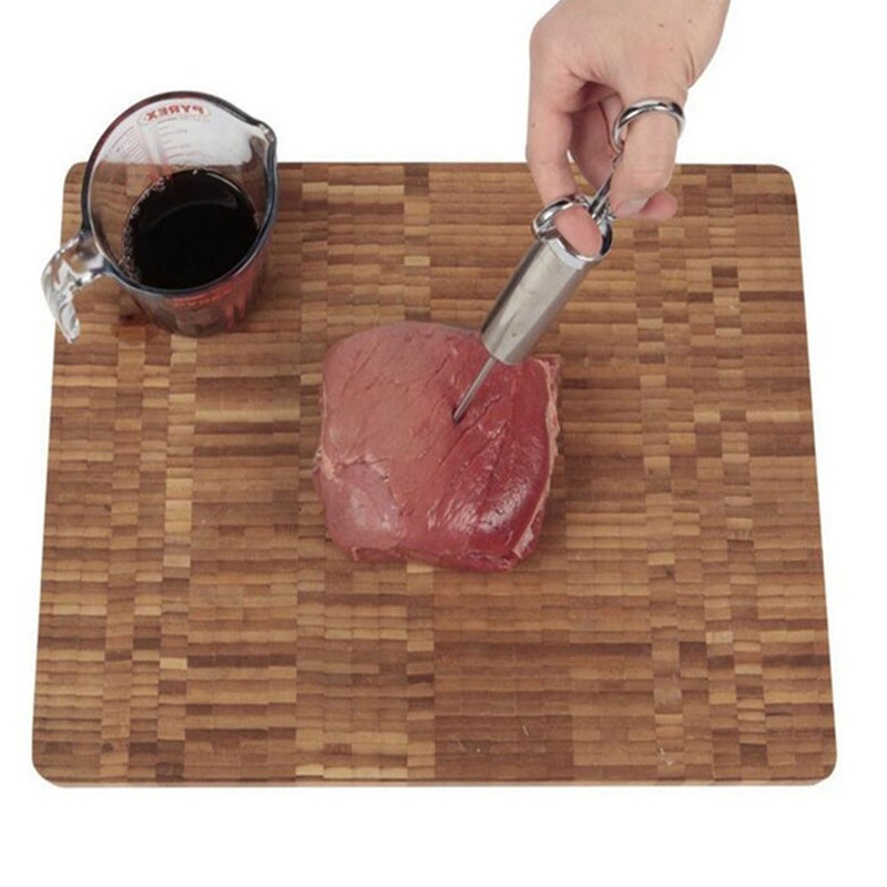 Injector de condimente pentru marinată de 2 oz Injector de carne de curcan Seringă de gătit din oțel inoxidabil pentru injecție cu 3 ace