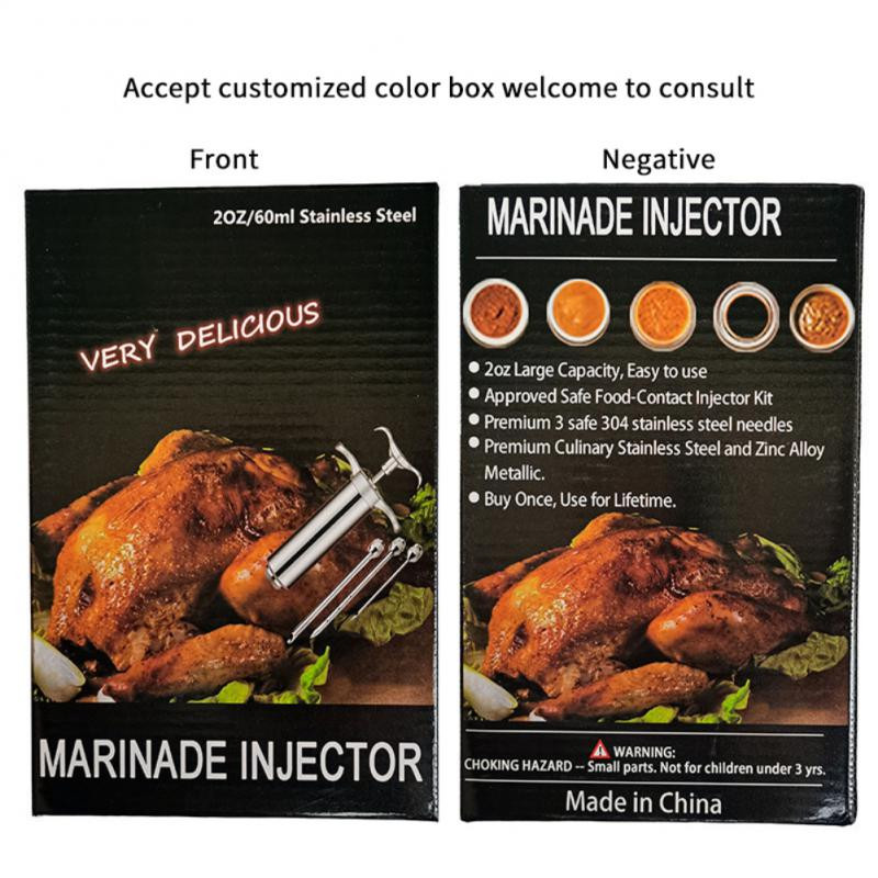Seringă de injecție pentru carne de curcan cu 3 ace Kit de injector pentru condimente pentru carne pentru marinată pentru carne pentru grătar Sos de condimente pentru aromă