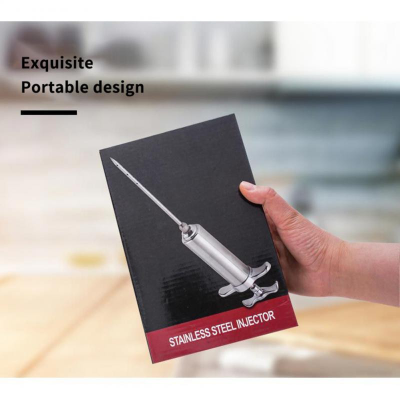 Seringă de injecție pentru carne de curcan cu 3 ace Kit de injector pentru condimente pentru carne pentru marinată pentru carne pentru grătar Sos de condimente pentru aromă