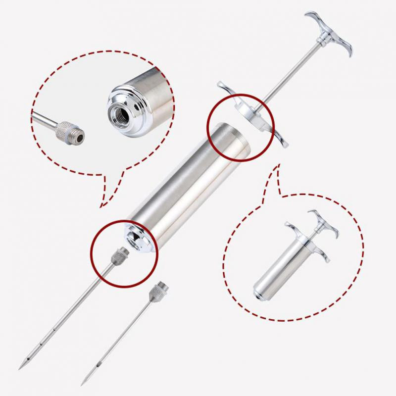 Seringă de injecție pentru carne de curcan cu 3 ace Kit de injector pentru condimente pentru carne pentru marinată pentru carne pentru grătar Sos de condimente pentru aromă
