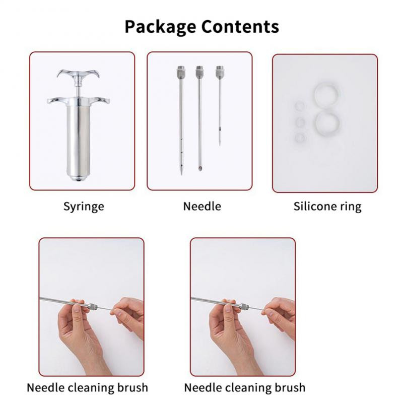 Injektori za pureće meso Roštilj od nehrđajućeg čelika 2 oz Injektor za začine za marinadu Šprica za kuhanje mesa Kuhinjski dodaci