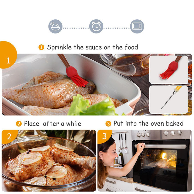Turkey Baster rinkinys iš 4, silikoninė lemputė su mėsos injektoriaus adata su kepsninės kepimo šepečiu ir valymo šepečiu kepsninės įrankiais