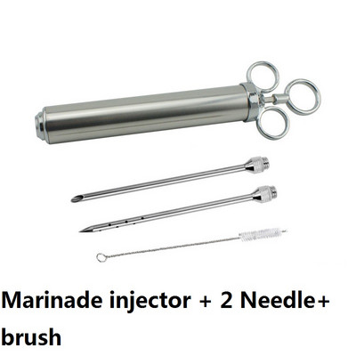 2-4OZ od nehrđajućeg čelika Injektor okusa marinade za meso Kapacitet 1/2 šalice Injektor za začine za roštilj s 2 profesionalne četke za igle