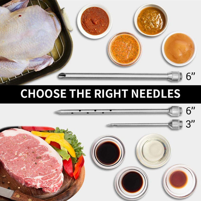 Štrcaljka za ubrizgavanje mesa od nehrđajućeg čelika s 3 igle za ubrizgavanje marinade za pušnicu na roštilju s roštiljem Igla za puretinu od 2 oz velikog kapaciteta