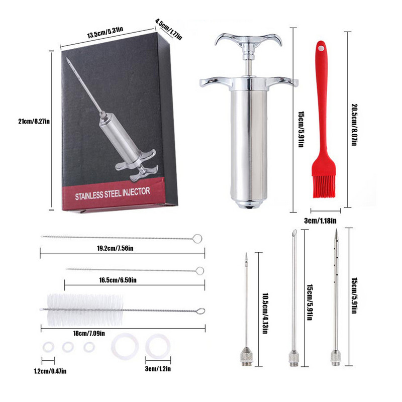 Instrument de umplut de pui din oțel inoxidabil Kit de aromă pentru grătar pentru grătar de carne pentru petrecere, saramură, accesorii de bucătărie