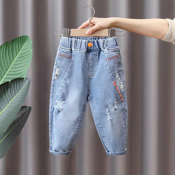 Dječje traperice s vezom i gumbom