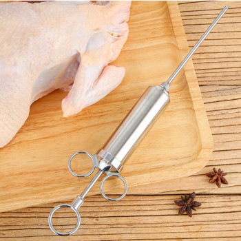 Σύριγγα γαλοπούλας με τρεις βελόνες από ανοξείδωτο ατσάλι Seasoning Turkey Needle 2OZ with Cleaning Brush Εργαλείο μπάρμπεκιου Εργαλείο κουζίνας