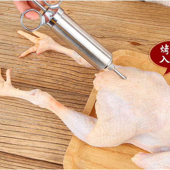 Šprica za puretinu s tri igle od nehrđajućeg čelika Igla za puretinu od 2 oz s četkom za čišćenje Alat za roštilj Kuhinjski alat