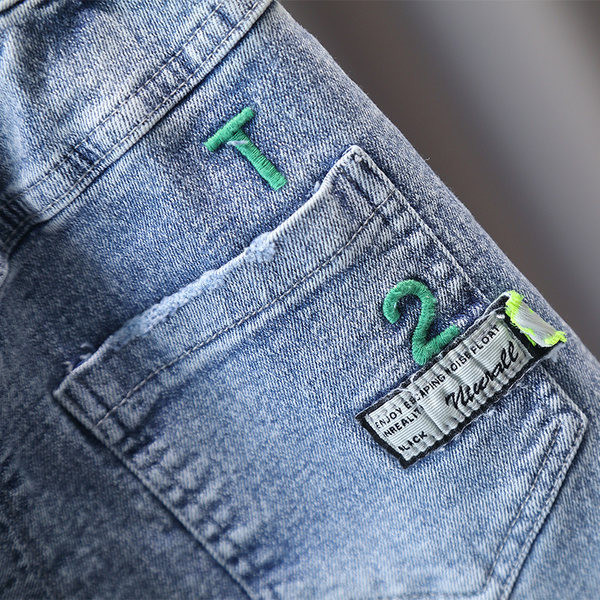 Blugi pentru copii elastici pentru baieti cu decor