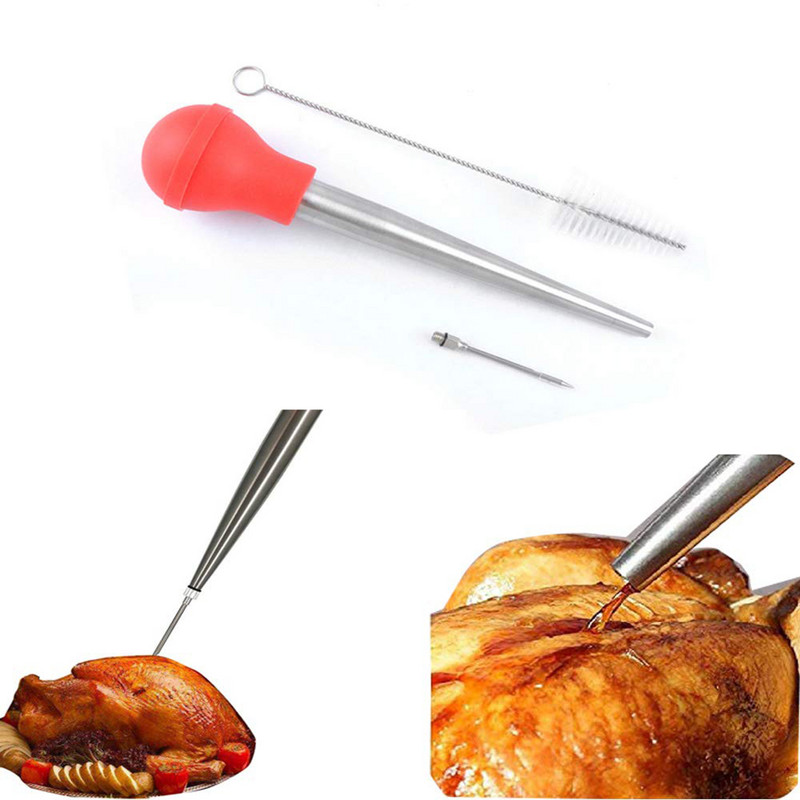 Pompă de condiment pentru carne de curcan Perie injector cu ac Instrument de bucătărie Instrument de gătit Sos Injecție Gadget-uri de bucătărie