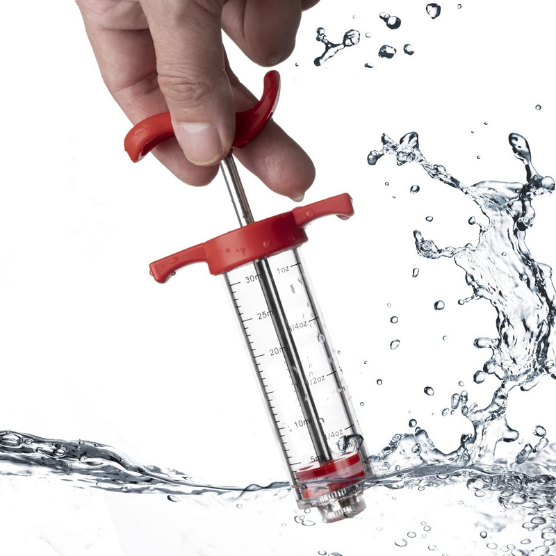 Maisto klasės PP nerūdijančio plieno adatos prieskonių švirkštų rinkinys BBQ mėsos skonio injektorius virtuvės gaminimo padažas marinato švirkštas