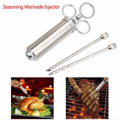 Mėsos švirkštas nerūdijančio plieno adatų purkštukas skonio vištienos dešros įdaru marinatas kepimo įtaisai BBQ įrankiai virtuvės priedai