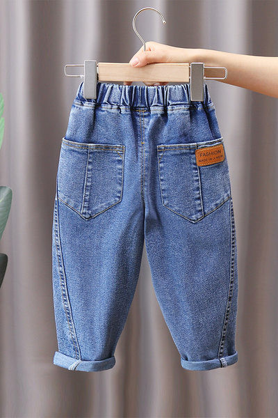 Vaikiški elastiniai džinsai berniukams - su kišenėmis