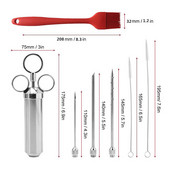 Set de ace pentru friptură la grătar, seringă de condimente din oțel inoxidabil, set de aromă de carne pentru picnic, accesoriu portabil pentru unelte de marinadă pentru grătar