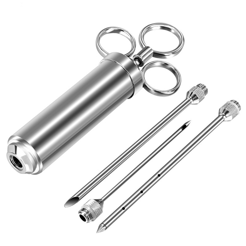 BBQ mėsos prieskonių švirkštas nerūdijančio plieno adatų rinkinys Turkijos vištienos švirkšto padažo injekcinis virtuvės padažas marinato švirkšto priedas