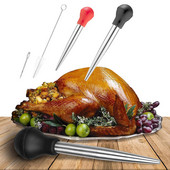 Nerūdijančio plieno silikono siurblys Kalakutienos baster mėsos injektorių skonio adata kepsninių kepsnelių valymo šepetys BBQ prieskonių įrankis