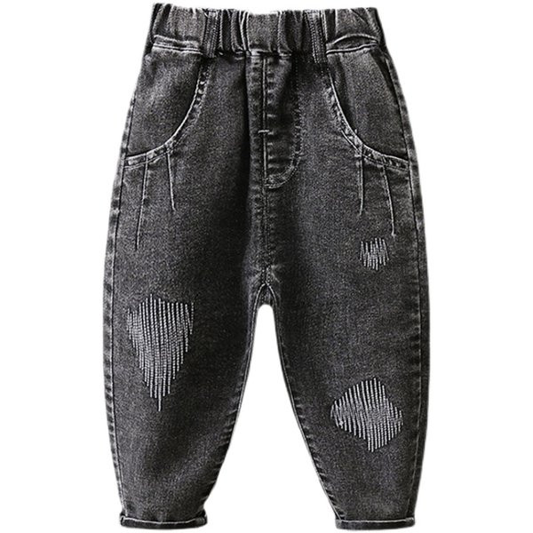 Blugi pentru copii cu motive rupte si elastic