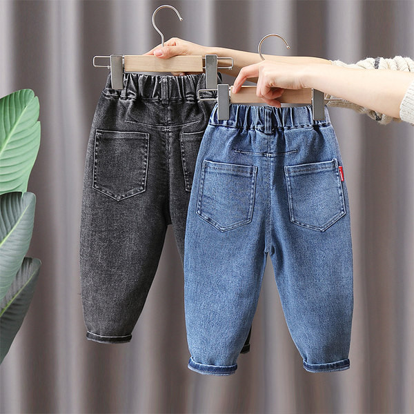 Blugi pentru copii cu motive rupte si elastic