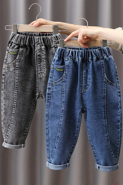 Dviejų spalvų laisvalaikio vaikiški džinsai