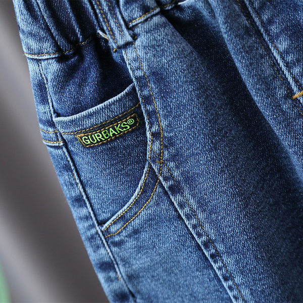 Dviejų spalvų laisvalaikio vaikiški džinsai