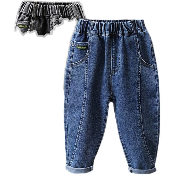 Dviejų spalvų laisvalaikio vaikiški džinsai