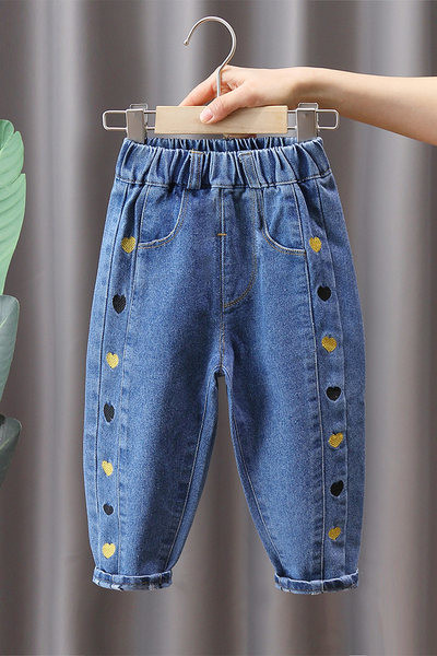 Elastingi vaikiški džinsai berniukams su raštu