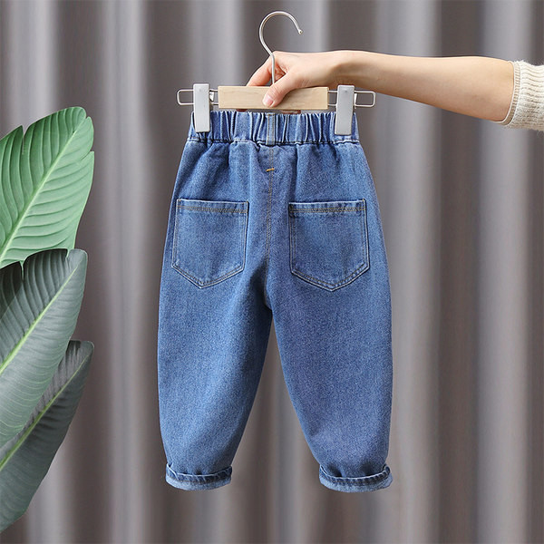 Elastingi vaikiški džinsai berniukams su raštu