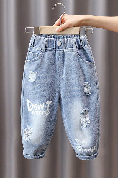 Dječje traperice za dječake s elastičnim i poderanim motivima