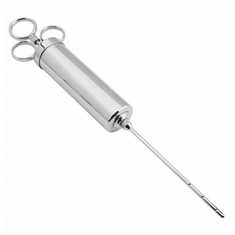 2-oz suure mahutavusega lihapihusti roostevabast terasest süstlakomplekt koos 3 professionaalse marinaadi süstlanõelaga kalkuni maitseainega