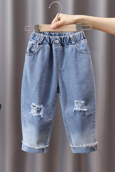 Alkalmi gyerekfarmer fiúknak zsebbel és szakadt mintával