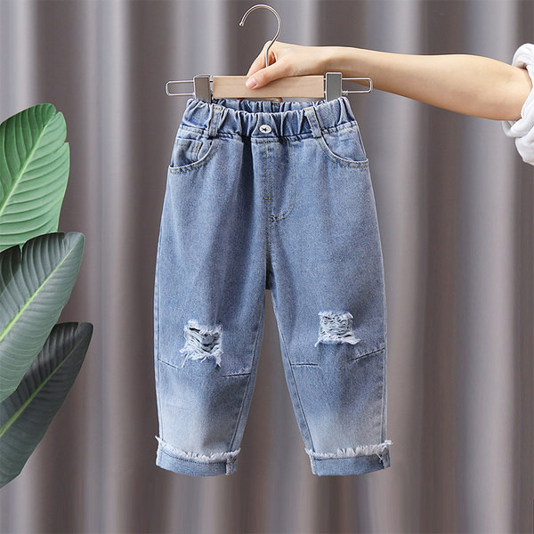 Alkalmi gyerekfarmer fiúknak zsebbel és szakadt mintával