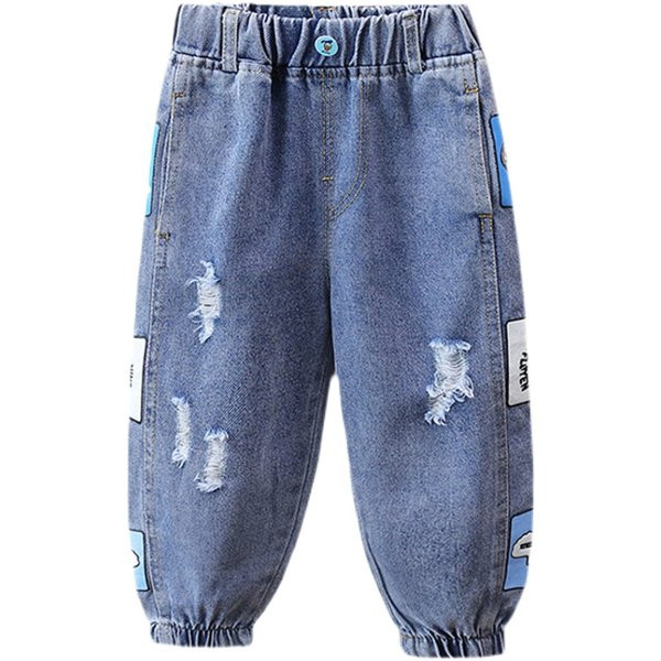 Blugi pentru copii cu motive rupte și imprimeu