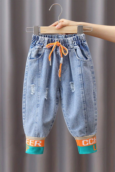 Blugi pentru copii cu buzunar și șireturi