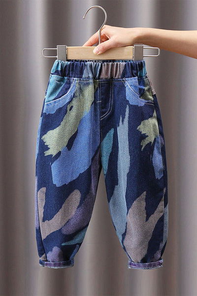 Blugi de camuflaj pentru copii cu buzunar